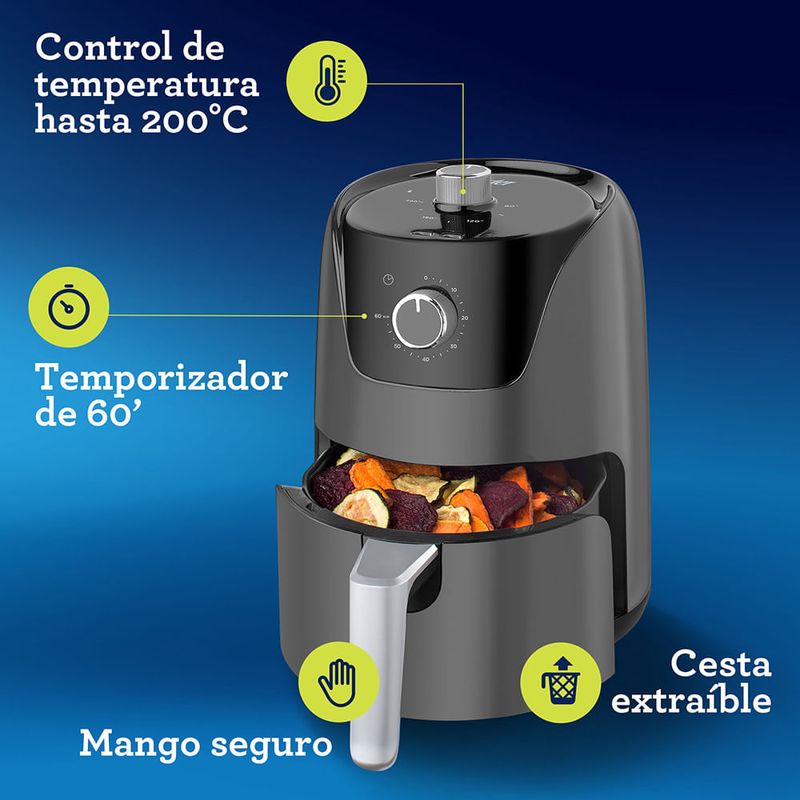 FREIDORA/AIRE Elect. OSTER (1500W 3.2 Litros) Negro - macoser