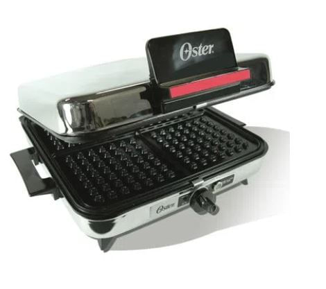 Asador-sanduchera-oster-3-en-1-plateada
