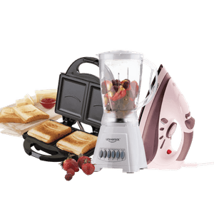 Combo Universal Licuadora + Sanduchera Sonrisa + Plancha A Vapor L50136